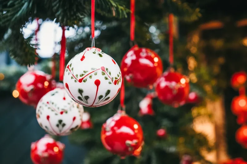 White and red china Christmas tree decorations